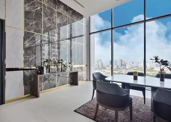 6 Stars Panoramic Bright Designer 2bd Skyline * 曼谷